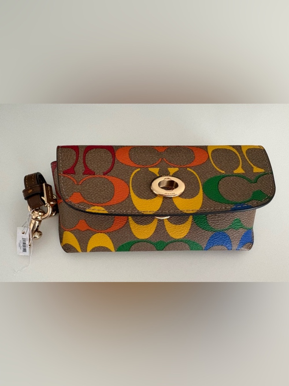 NEW Coach Multicolour Signature Turnlock Sunglass case